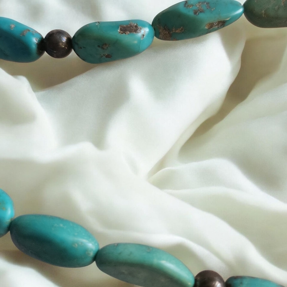 Native American Navajo Turquoise Pendant Southwestern Necklace Sterling Silver - Picture 5 of 5